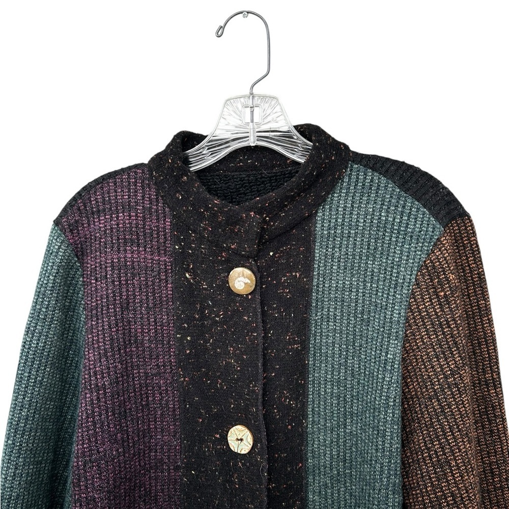 Lee Andersen Patchwork Indie Cardigan Sweater - Size Medium - Black & Purple - Picture 5 of 8